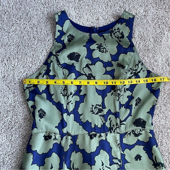 Banana Republic Fit&Flare Satin Maxi Floral Dress Size 4 Blue Green - Picture 14 of 16